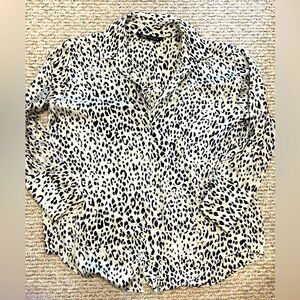ZARA satin animal print blouse